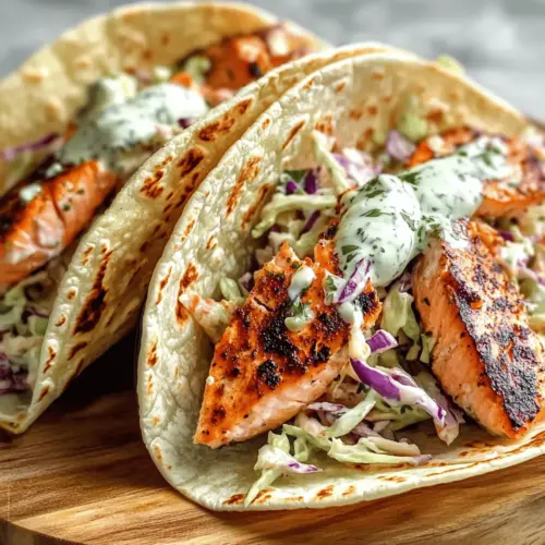 Air Fryer Salmon Tacos with Slaw