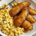 Hot Honey Chicken Tenders with Baked Mac and Cheese