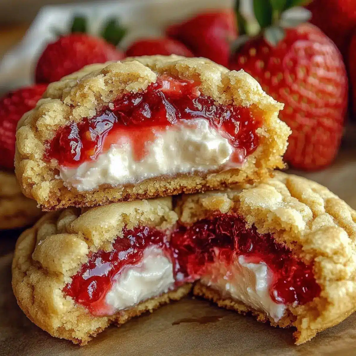 Soft Strawberry Cheesecake Cookies