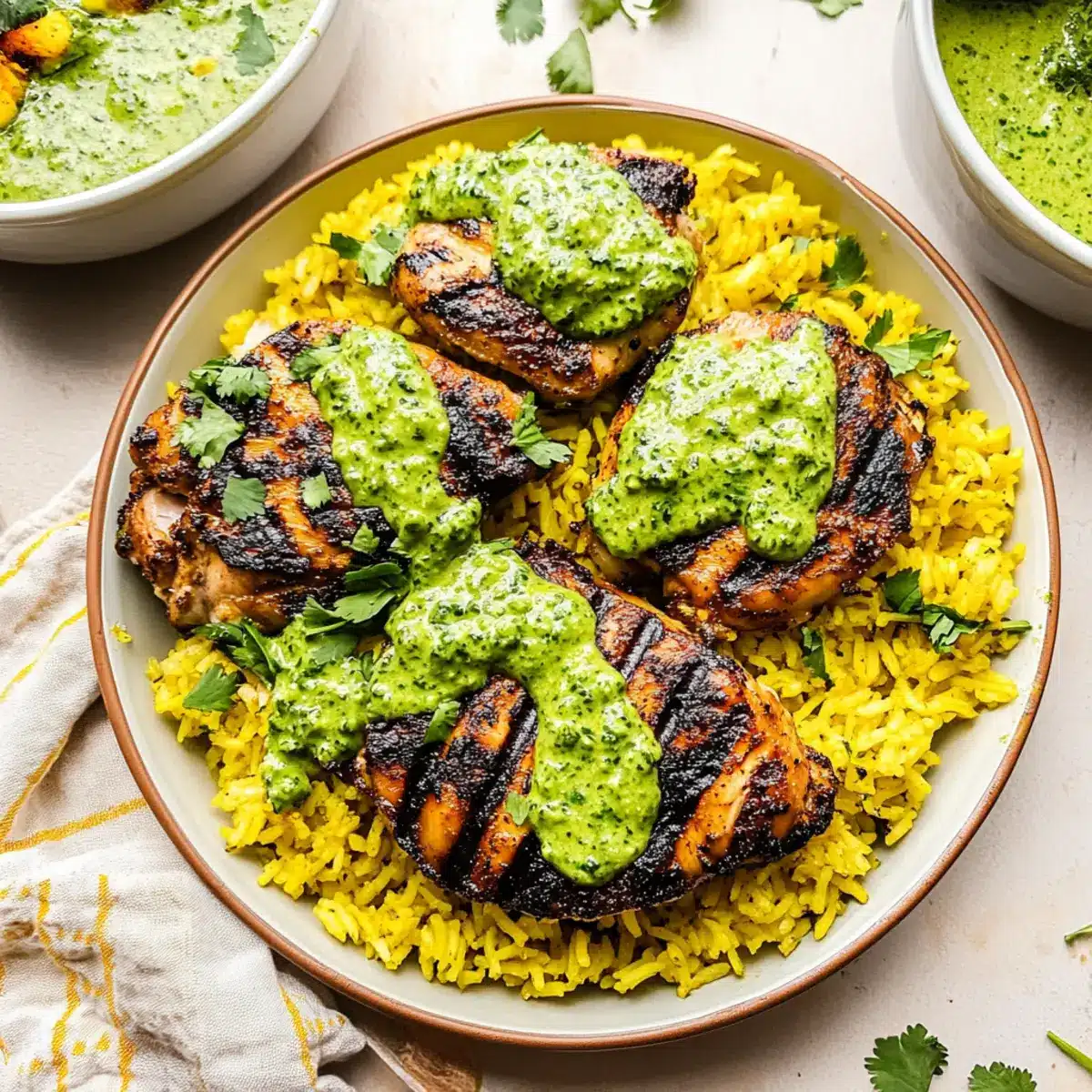 Peruvian Chicken & Rice with Green Sauce