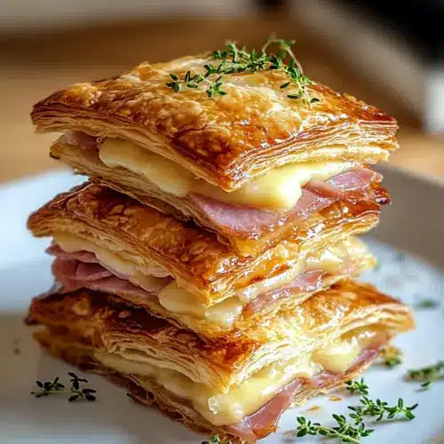 Crispy Ham & Cheese Puff Pastry Stacks