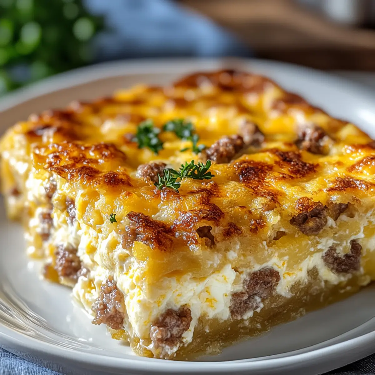 Sausage, Egg, and Cream Cheese Hashbrown Casserole