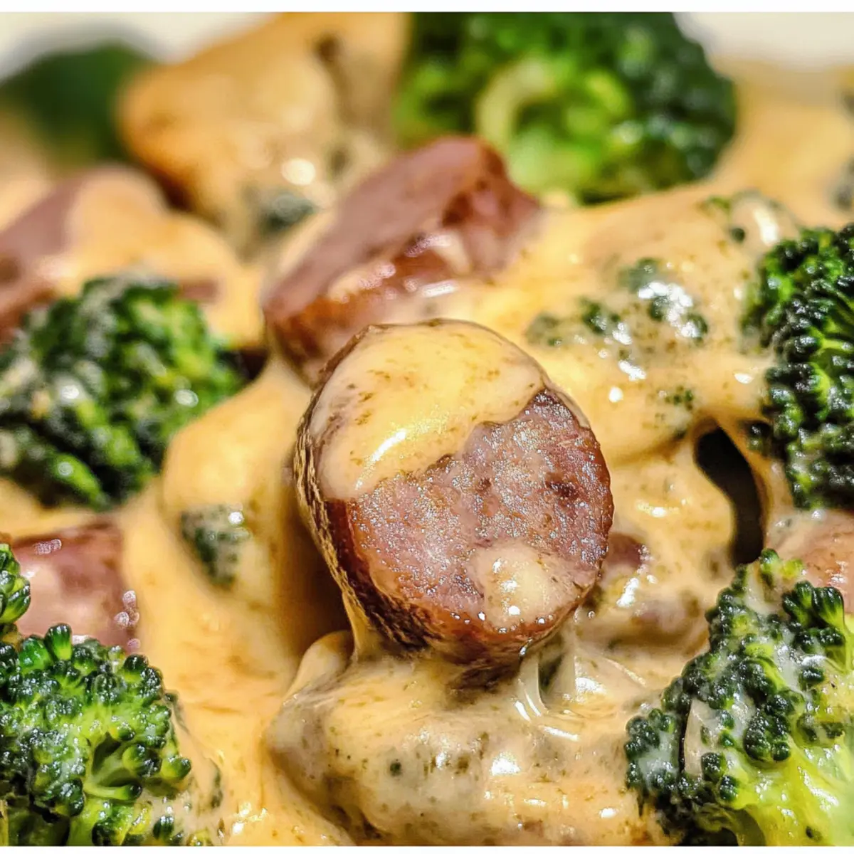 Keto Broccoli and Cauliflower Au Gratin With Sausage