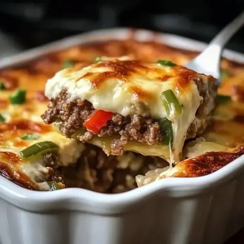 Low Carb Philly Cheesesteak Casserole