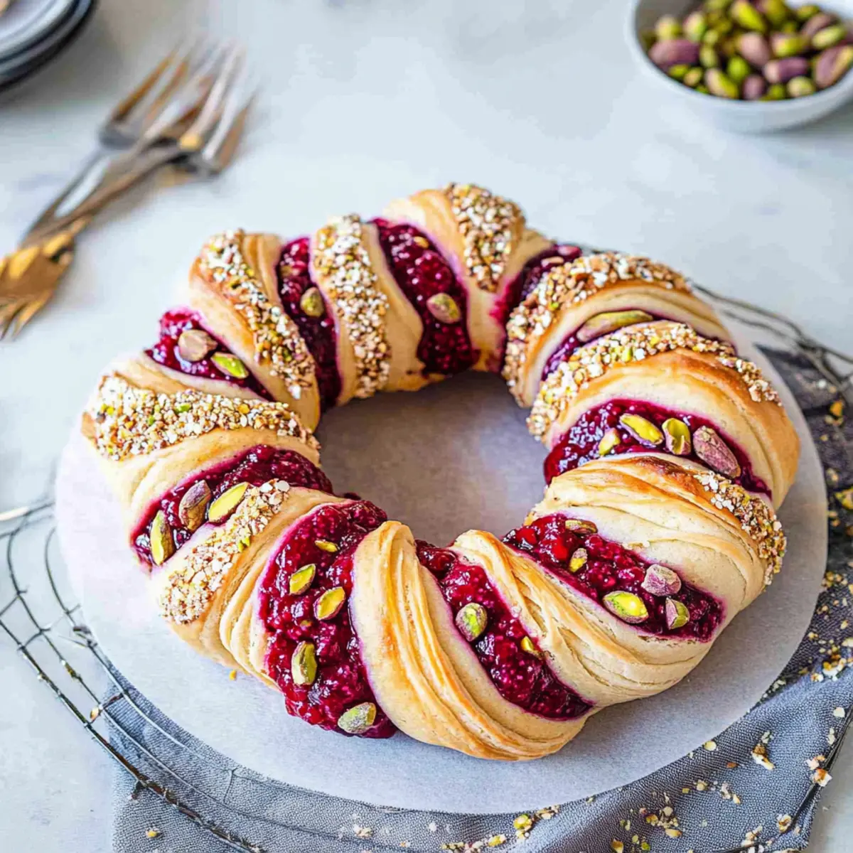 Raspberry and Pistachio Wreath Recipe
