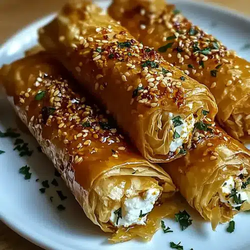 Oven Fried Feta Rolls with Chili Honey