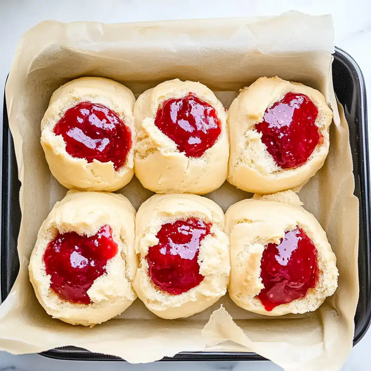 Vanilla Cream & Strawberry Jam Streusel Buns