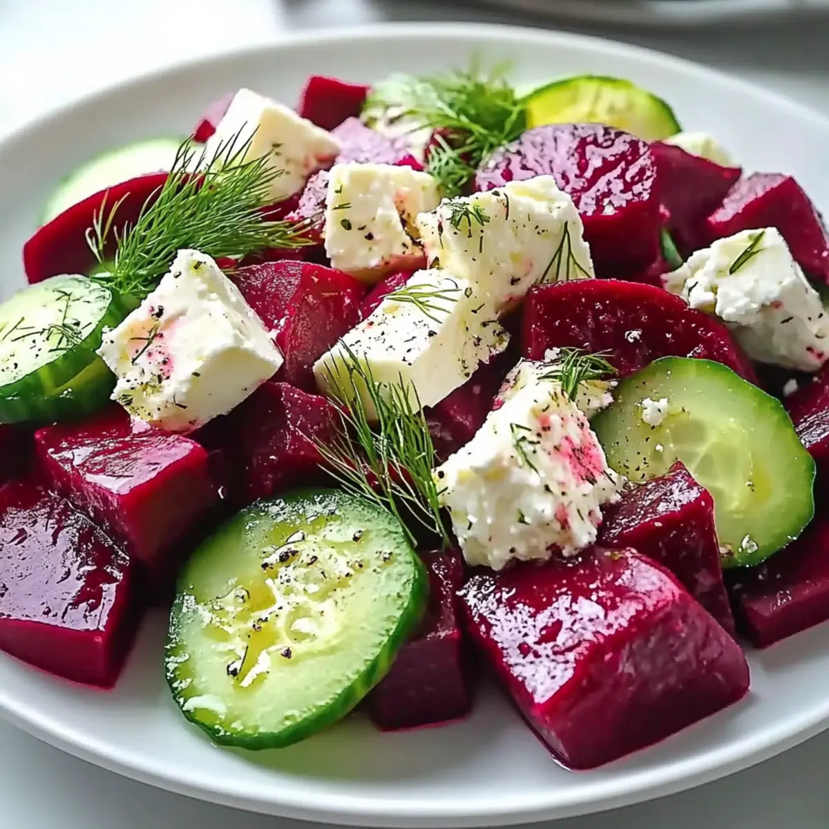 Beet Feta Salad with Cucumber and Dill