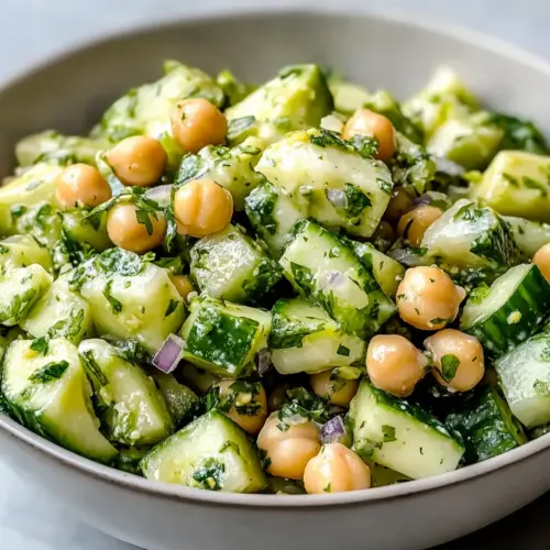Chickpea Avocado Cucumber Salad with Lemon Dressing