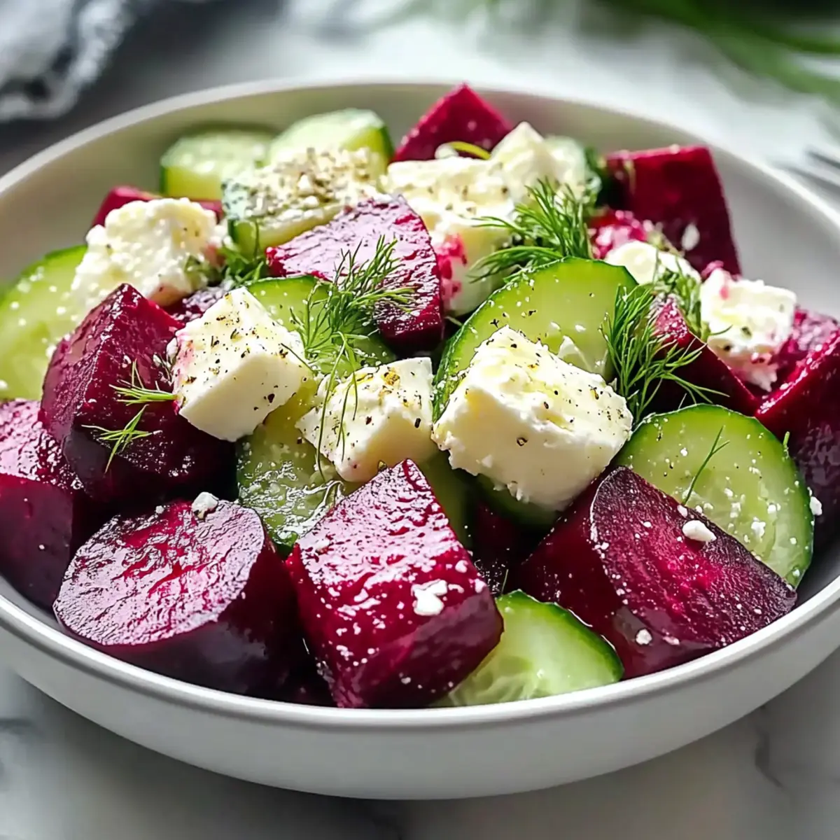 Beet Feta Salad with Cucumber and Dill