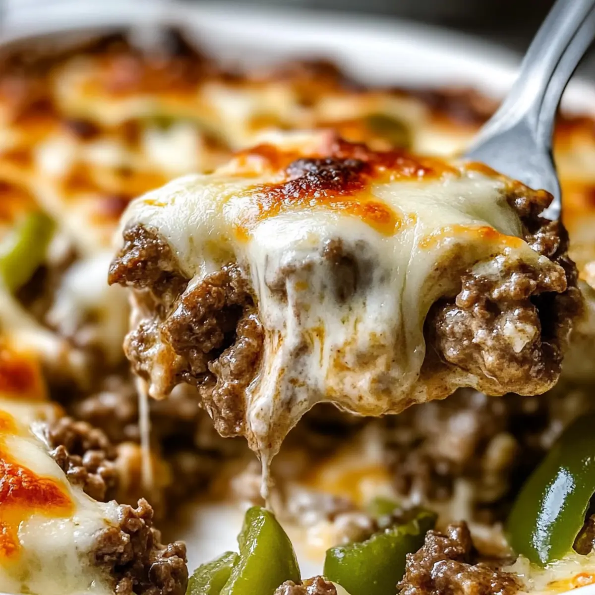 Low Carb Philly Cheesesteak Casserole