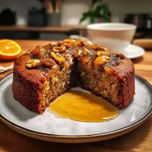 Warm Banana Date Walnut Cake with Orange Syrup