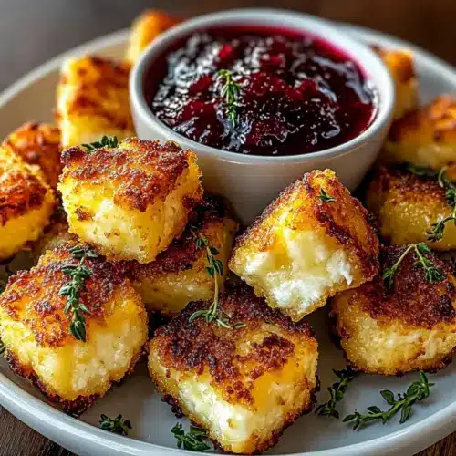 Crispy Halloumi & Feta Bites with Hot Honey Cranberry Dip