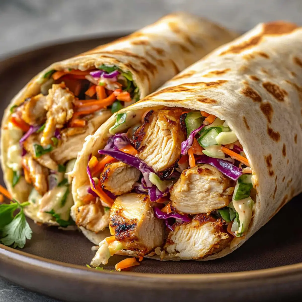 Thai Chicken Wrap with Crunchy Asian Slaw