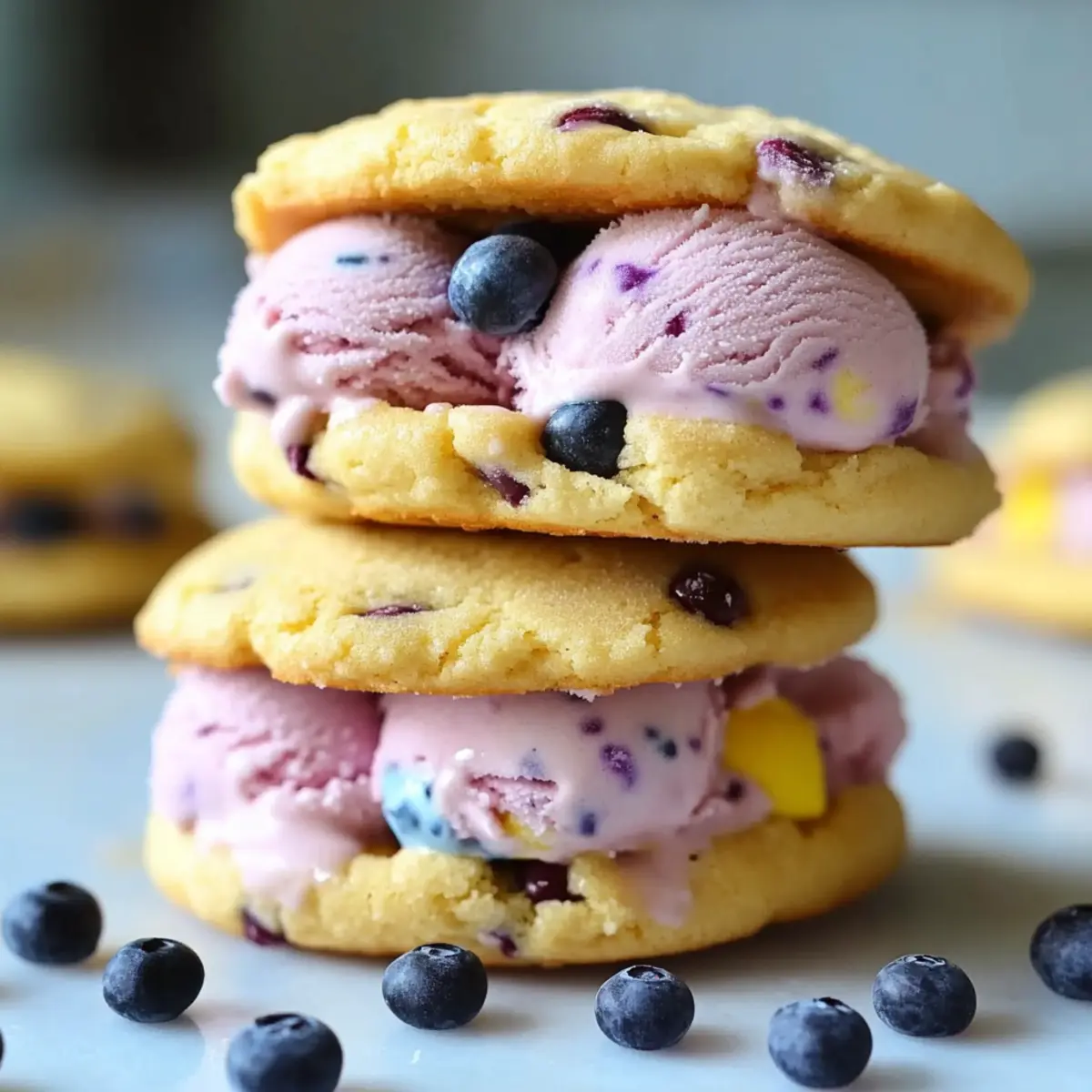 Lemon Blueberry Ice Cream Sandwiches