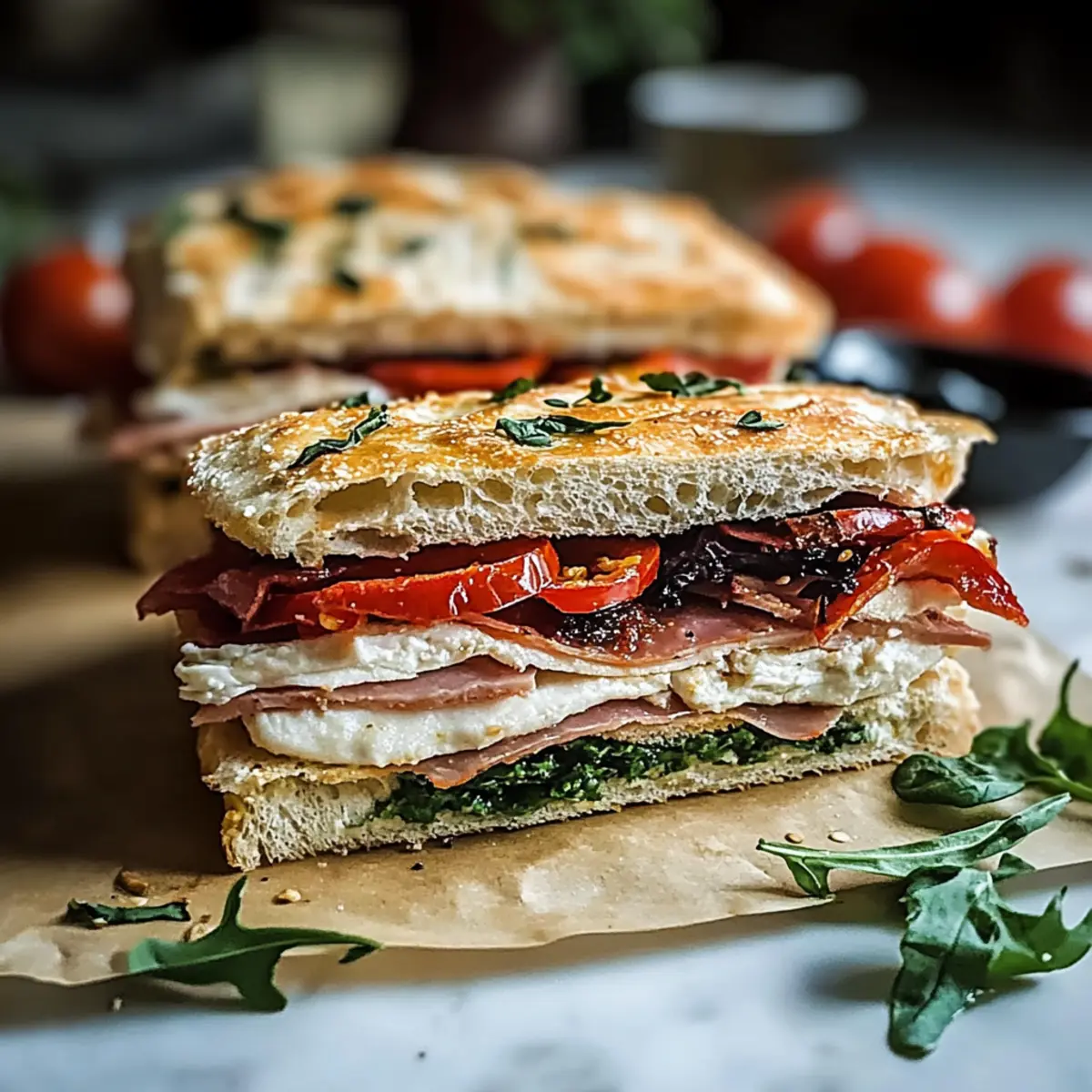 Italian Turkey Focaccia Sandwiches