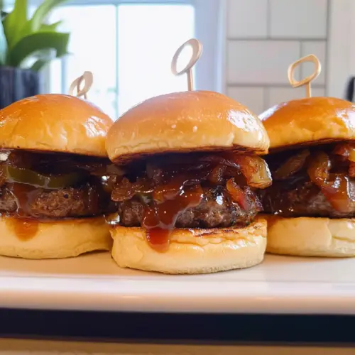 Whiskey Bacon Onion Burger Sliders