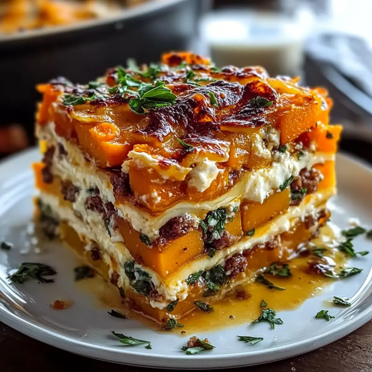 Layered Sweet Potato Butternut Squash Carrot Lasagna