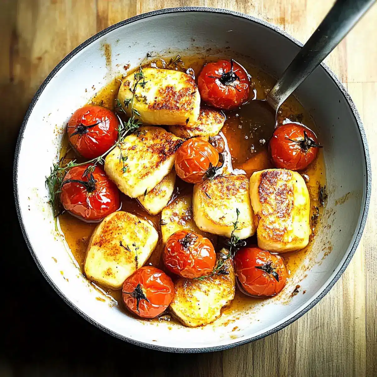 Honey Tomatoes with Halloumi