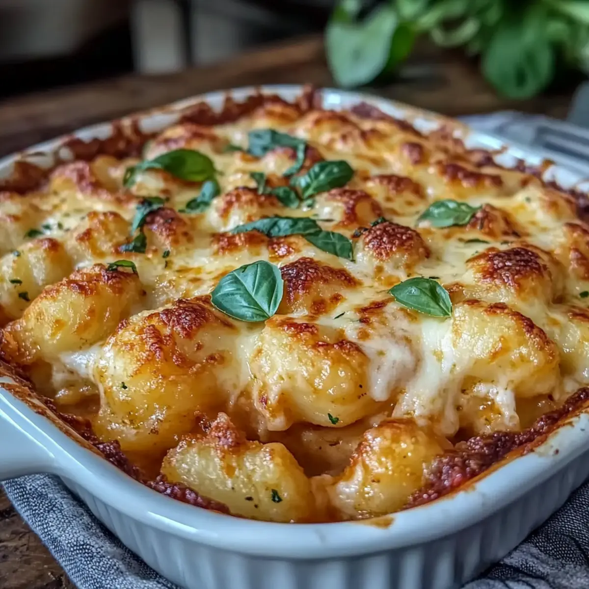 Creamy Tomato Basil Gnocchi Bake