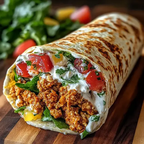 Mediterranean Chicken Wrap with Spicy Feta Cream
