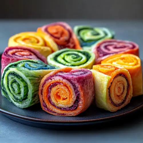 Rainbow Veggie Pinwheels (vegan)