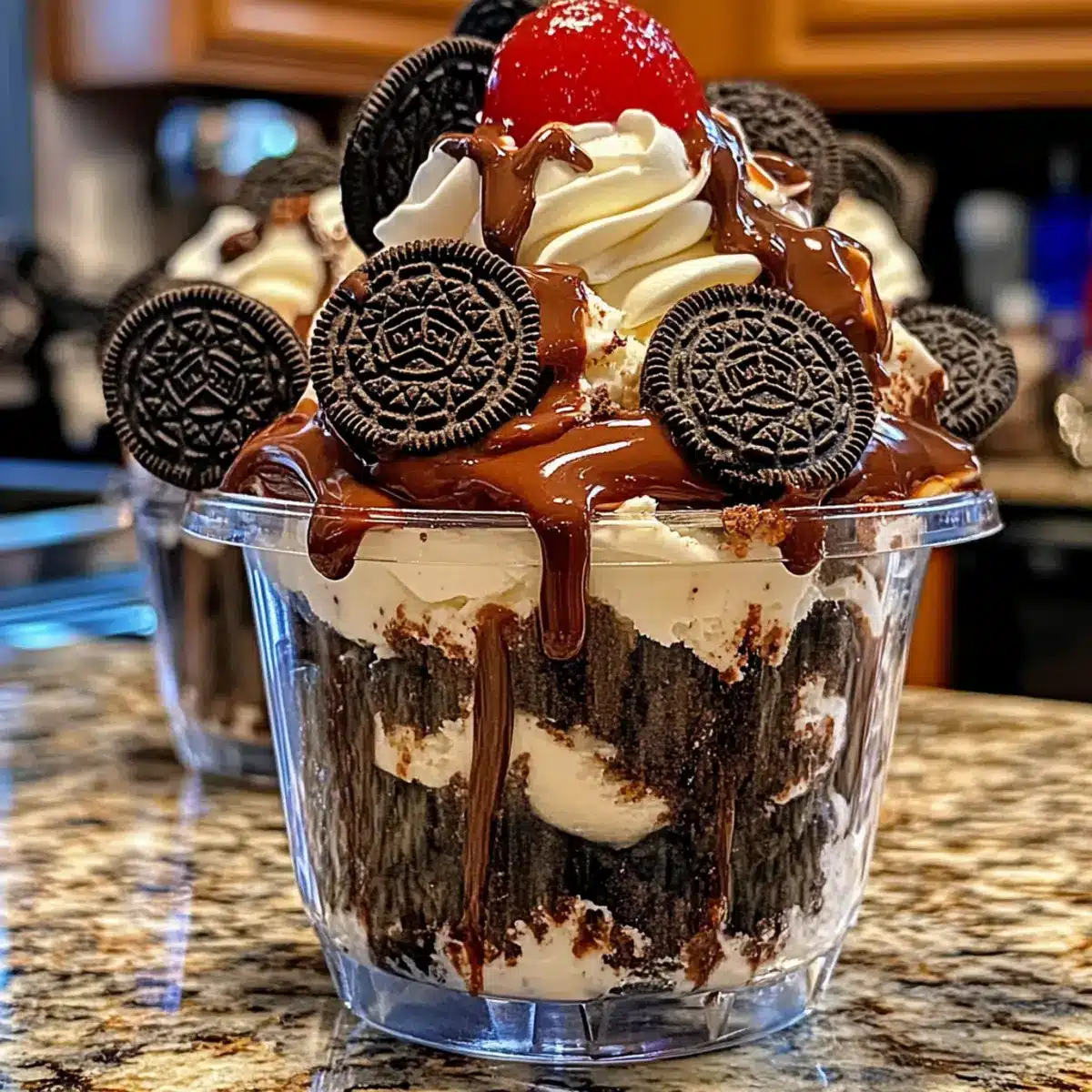 Chocolate Cookie Hot Fudge Sundae Cups