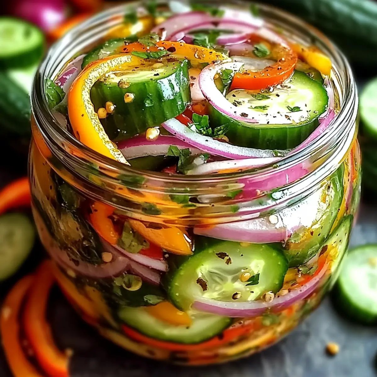 Pickled Cucumber, Onion, and Bell Pepper Salad