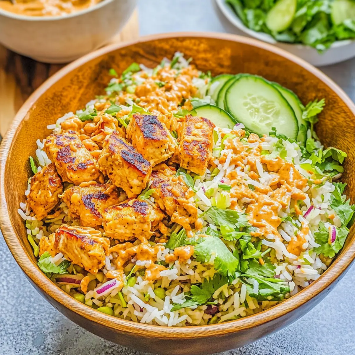 Chicken Satay Crispy Rice Salad Bowls