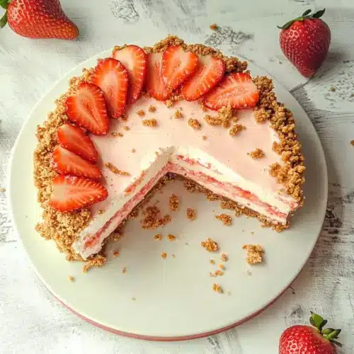 No Bake Strawberry Crunch Cheesecake