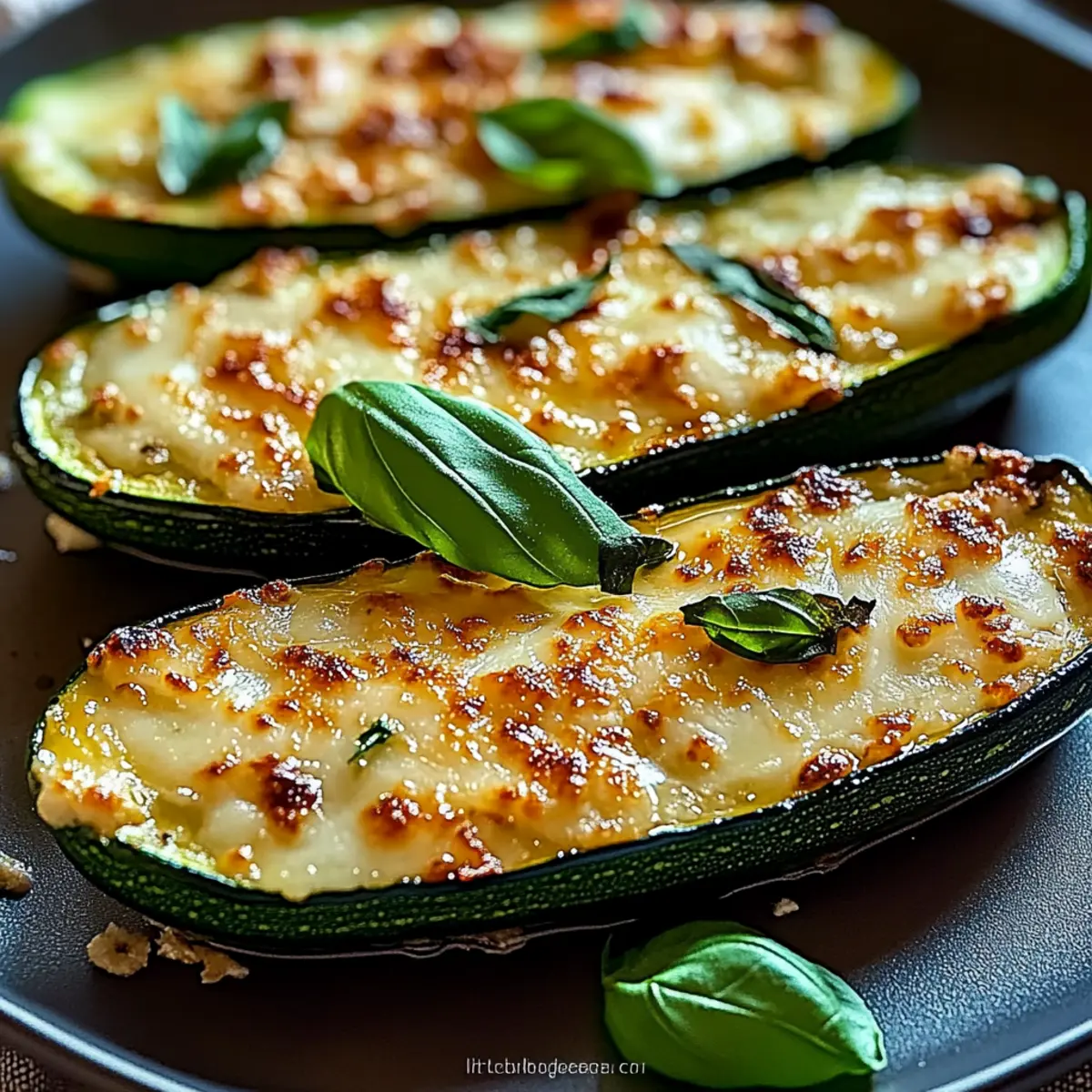 Cheesy Garlic Zucchini Steaks