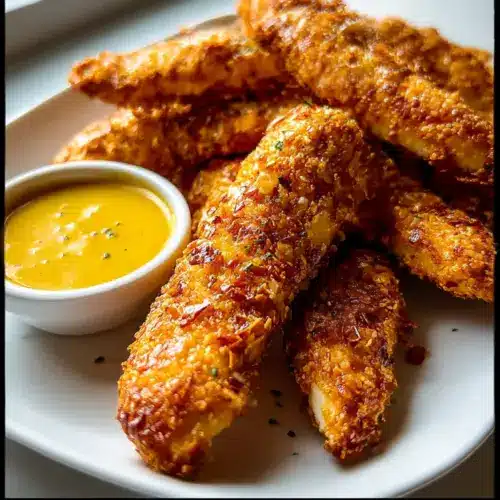 Pretzel Crusted Chicken Strips with Spicy Honey Mustard Recipe