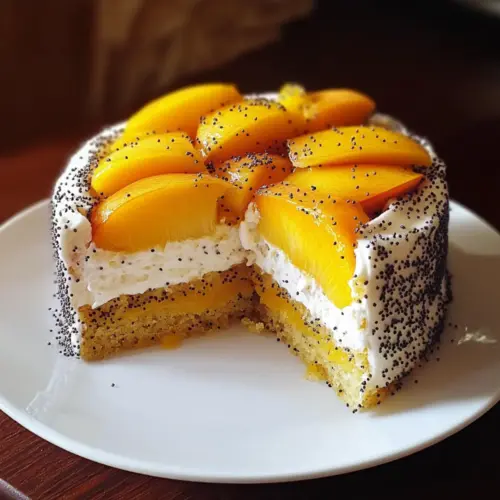 Peach cake with poppy seeds
